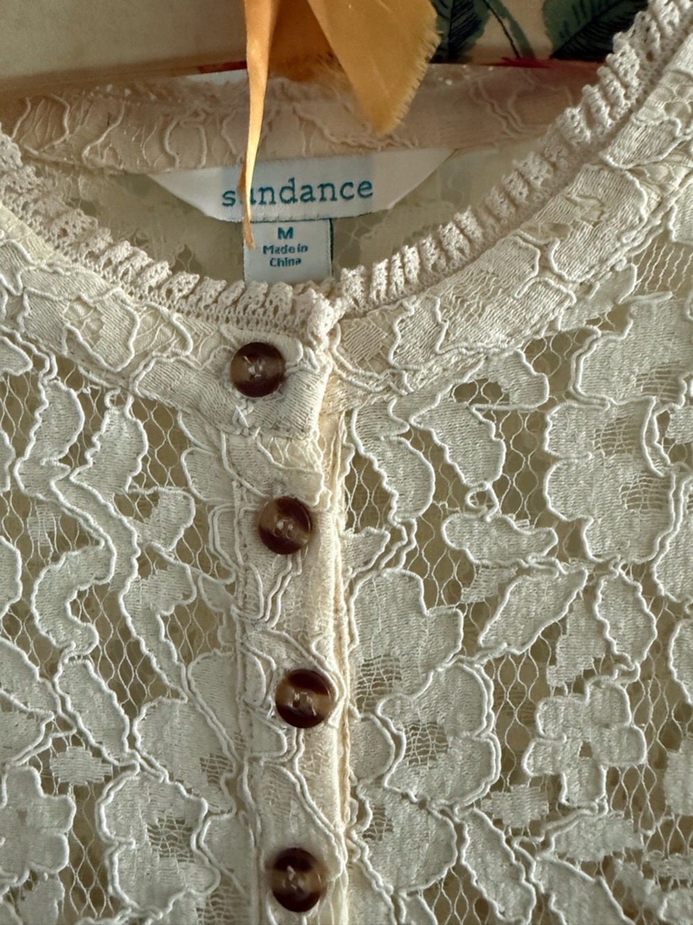 Sundance Cream Lace Button-Front Top - Picture 2 of 5